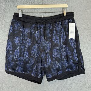 Stori Shorts Mens XXL Black Floral Mesh Athletic Elastic Waist Drawstring NWT‎